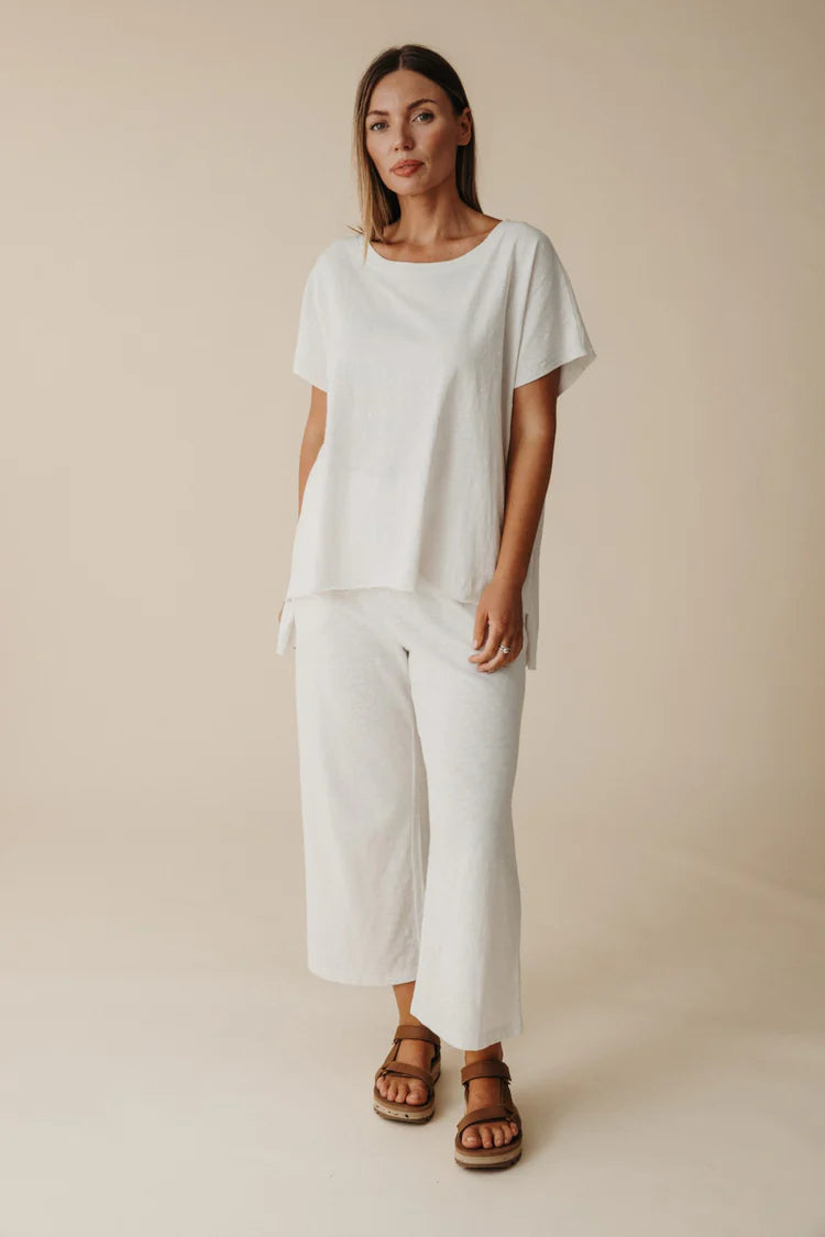 Shoreline Fine Slub Cotton T-Shirt - Pebble