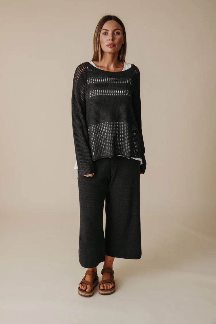 Honeycomb Splice Knit - Washed Black