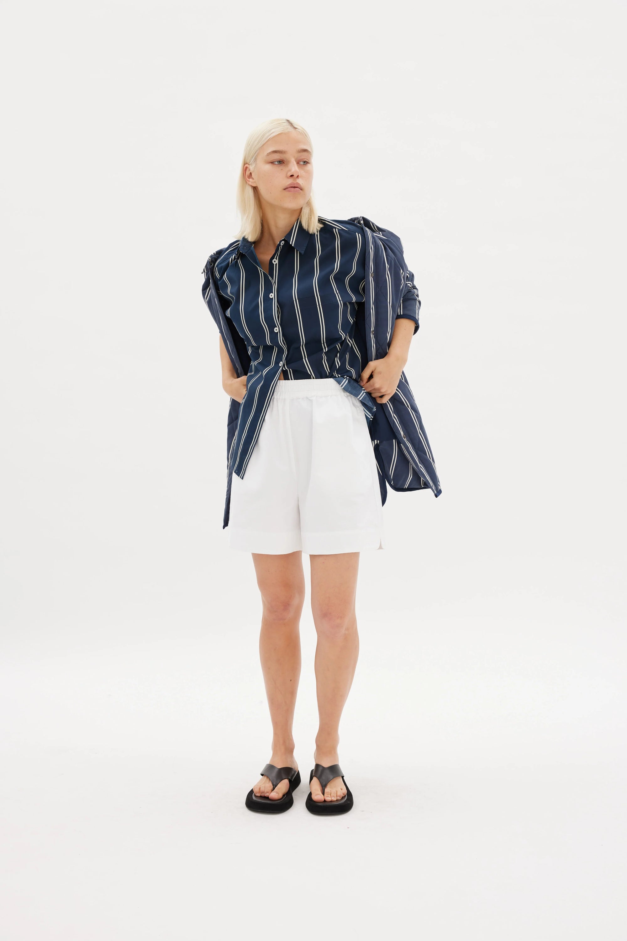 Chiara Shirt - Two Stripe - Navy/White