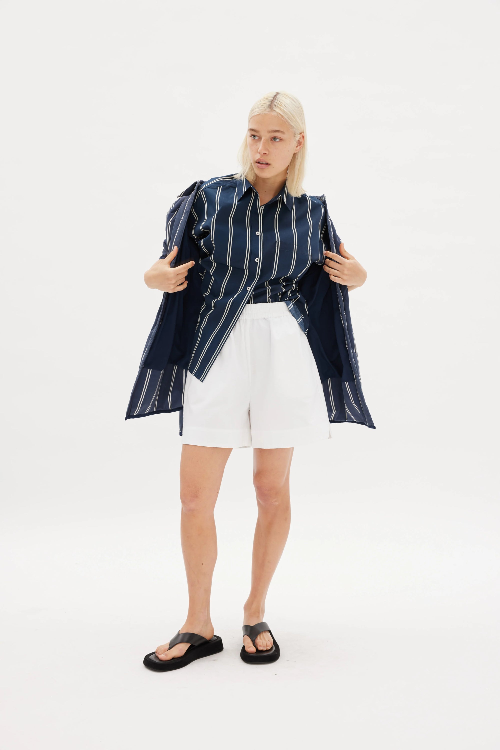 Chiara Shirt - Two Stripe - Navy/White