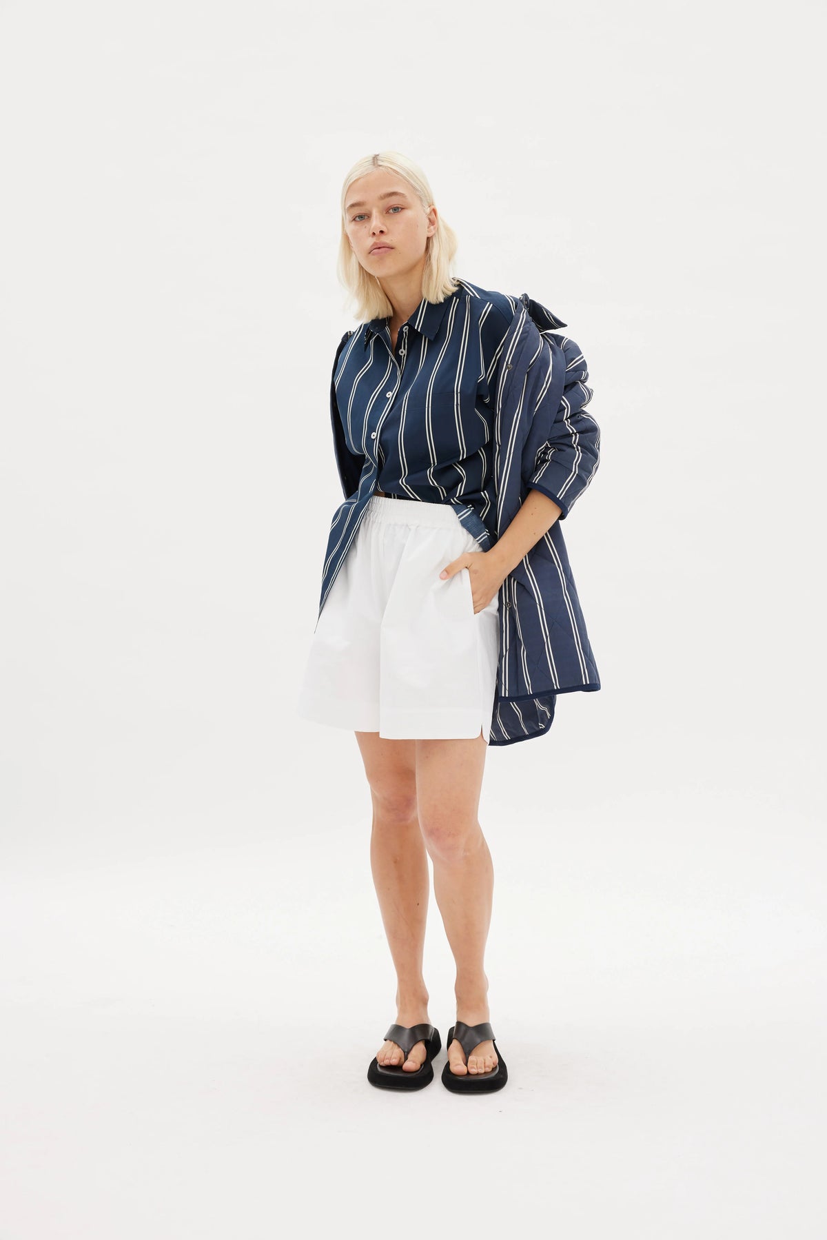 Chiara Shirt - Two Stripe - Navy/White