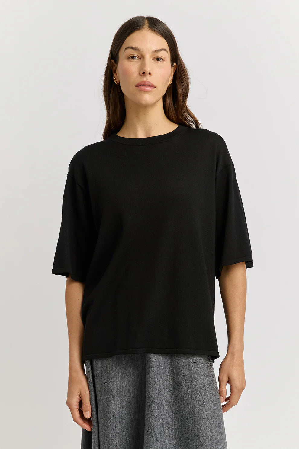Extra Fine Relaxed Knit Tee - Black