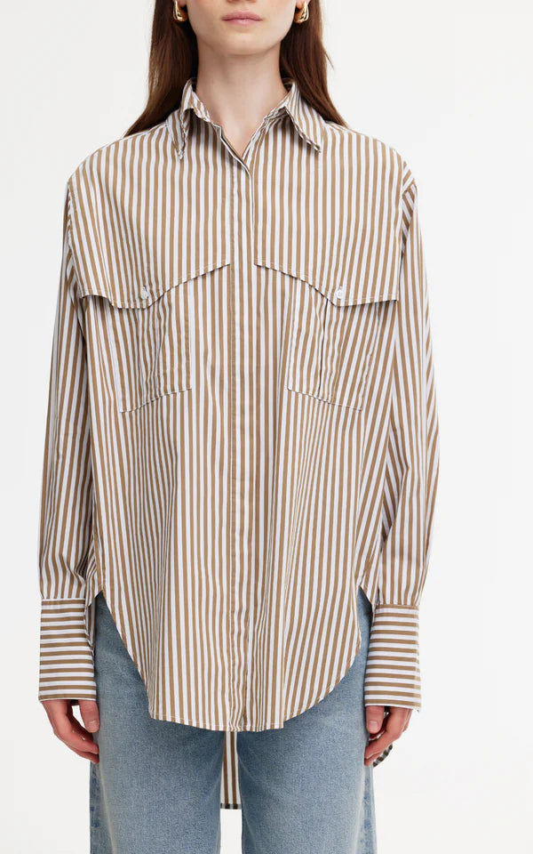 Riley Shirt - Stone Ivory Stripe