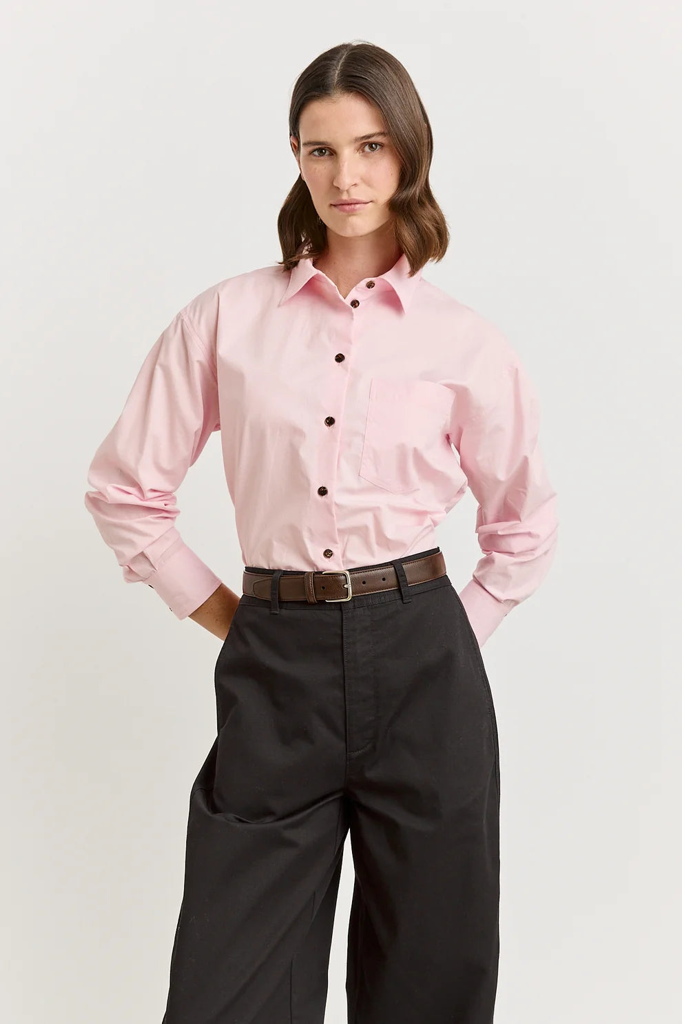 Relaxed Cotton Shirt -  Pale Pink