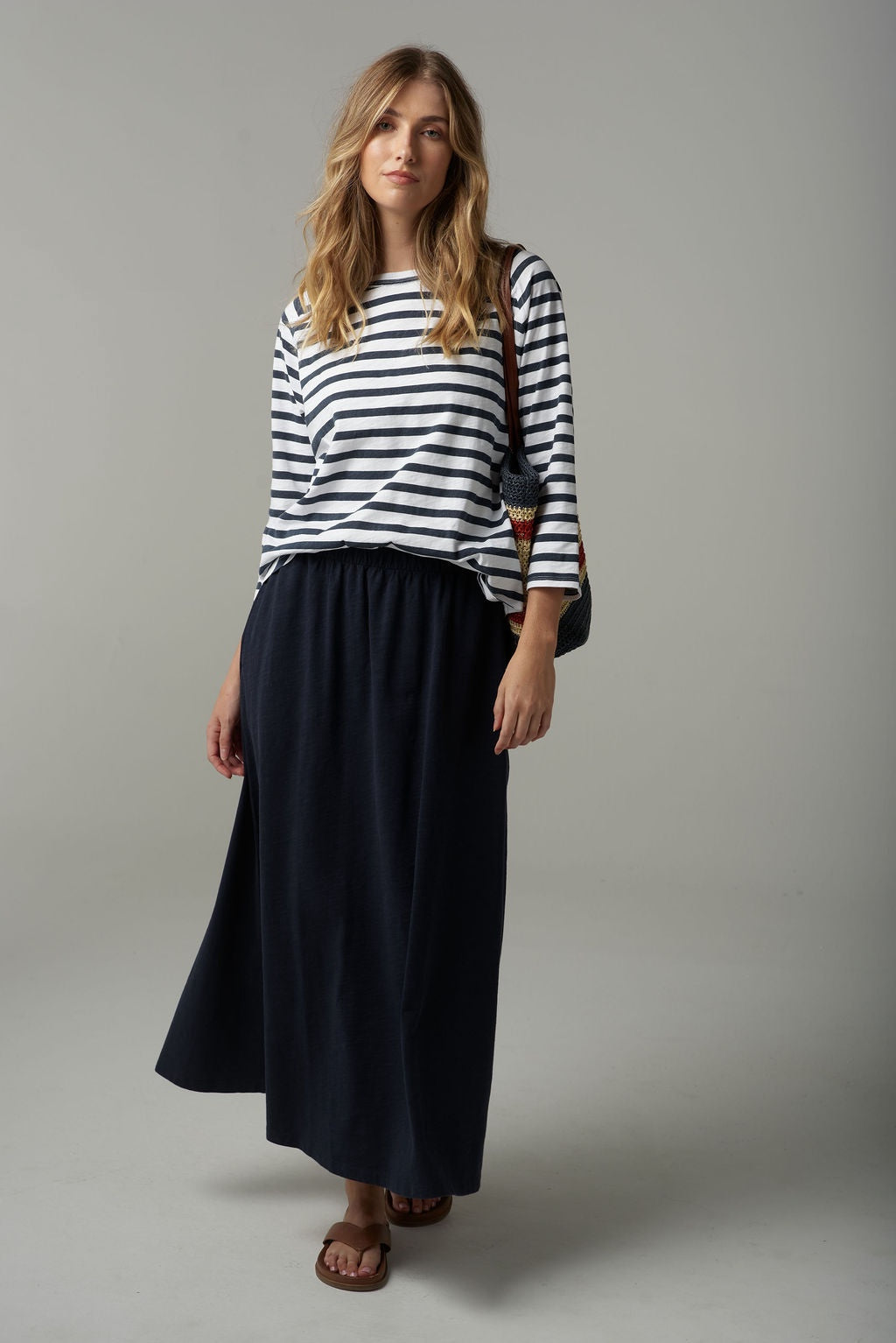 Raglan Stripe Tee L/S Tee - White/Parisian