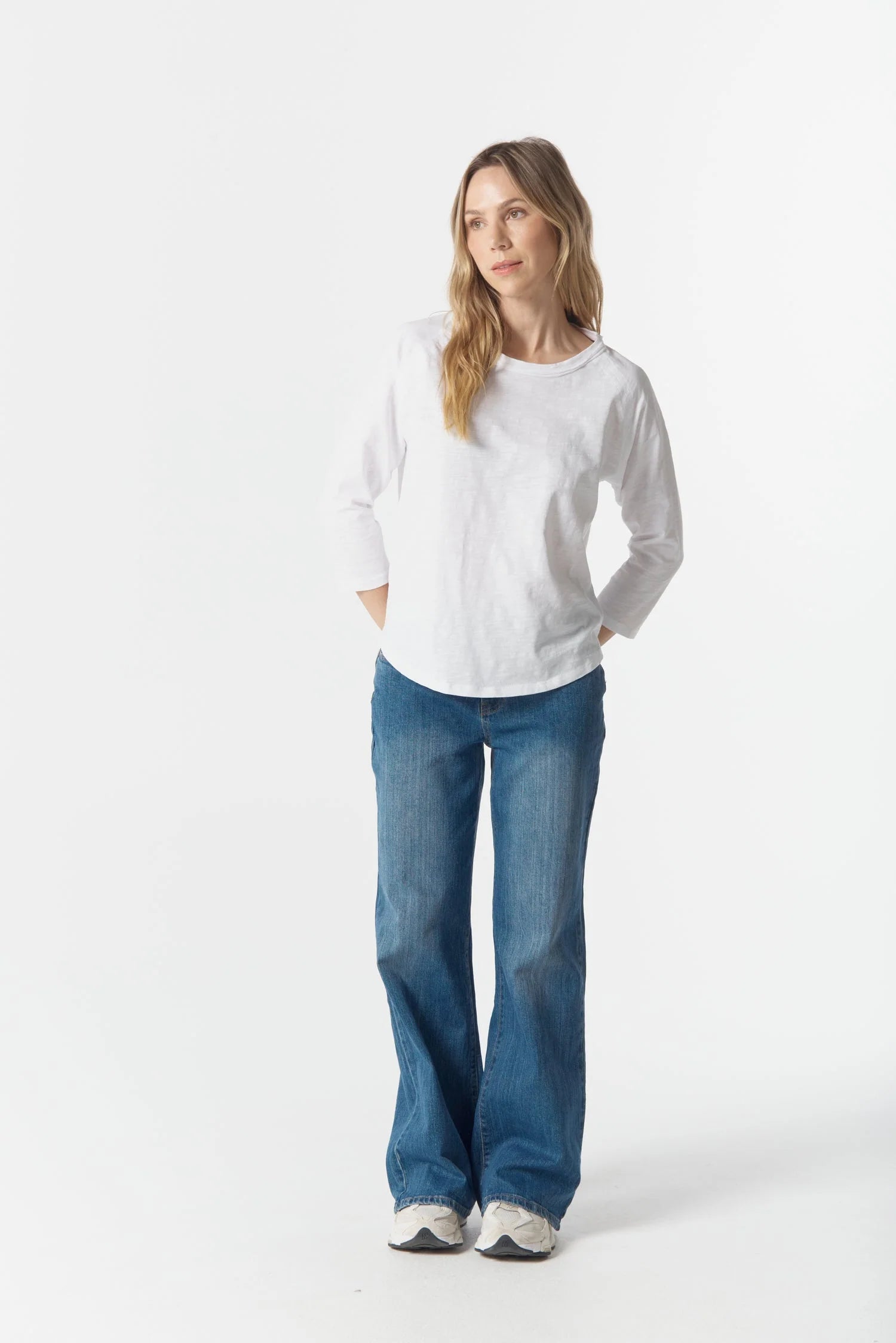 Raglan 3/4 Sleeve Tee - White