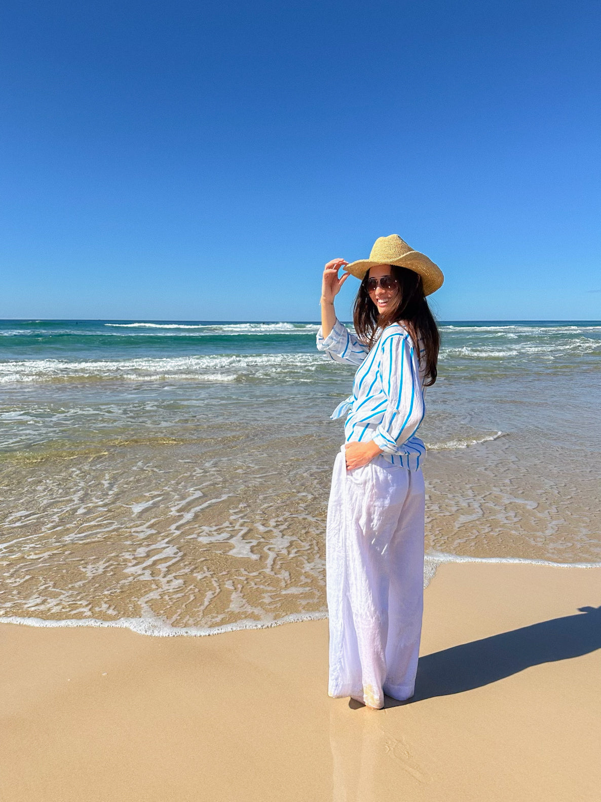 Boyfriend Linen Shirt - Miami Stripe
