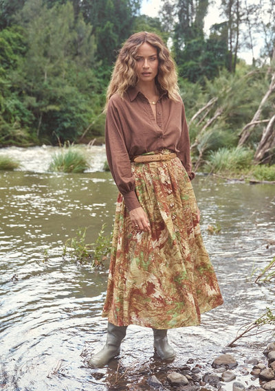 RE-ROOTED NATURE MIDI SKIRT - MULTI