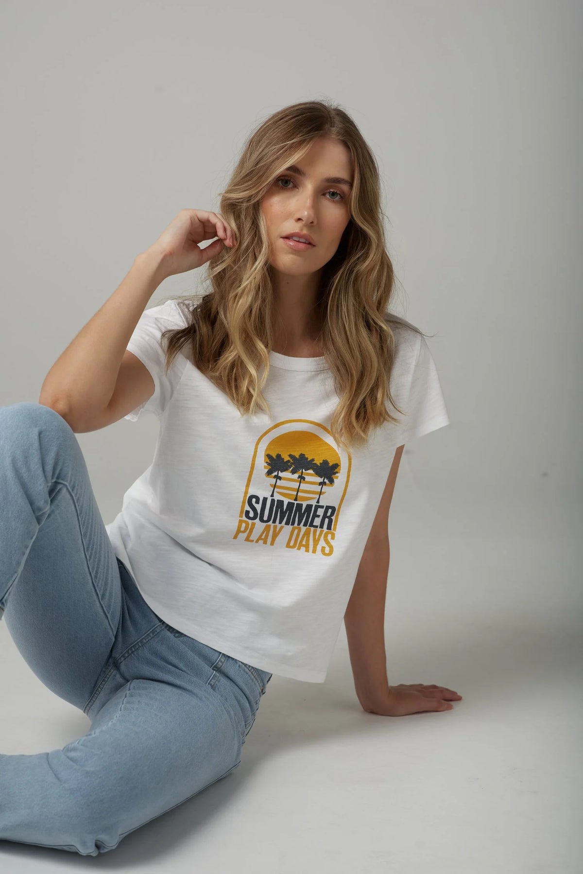 Summer Play Printed Tee - Navy/White