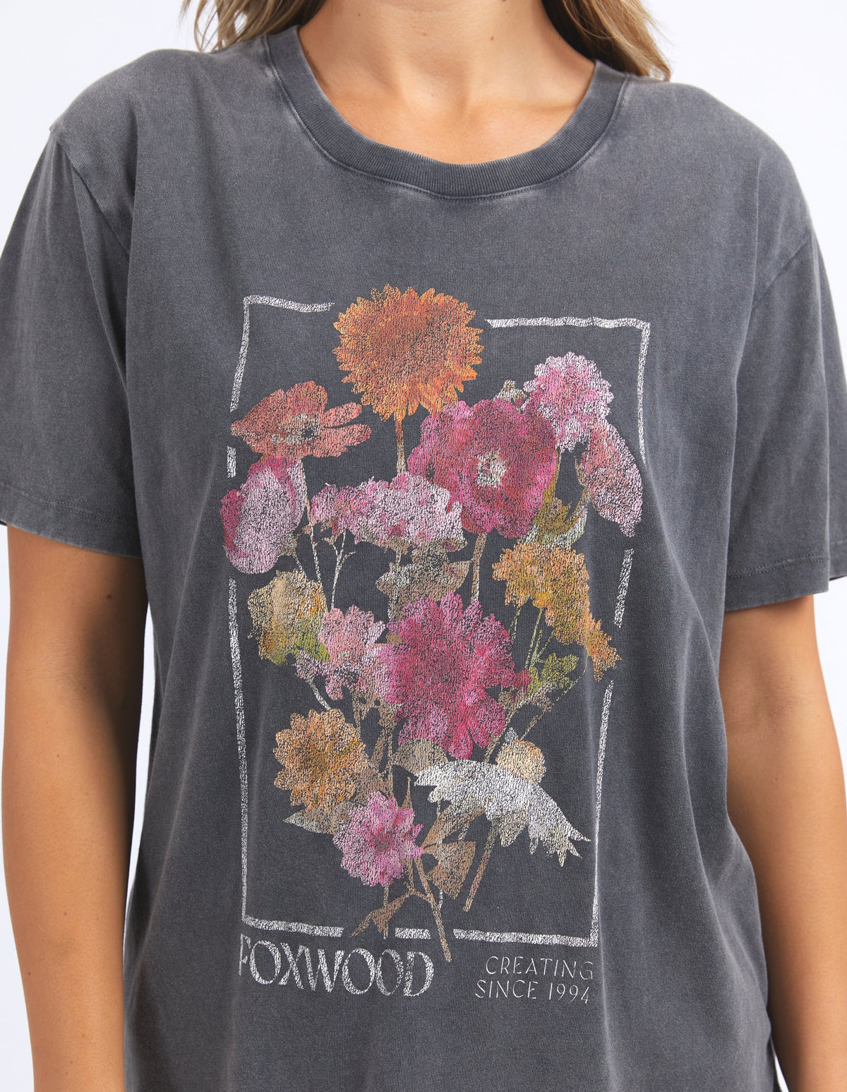 In Bloom Tee - Washed Black