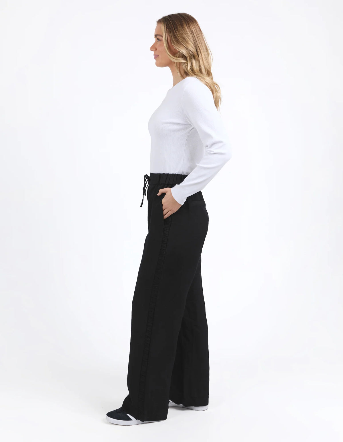 Black Linen Blend Pants