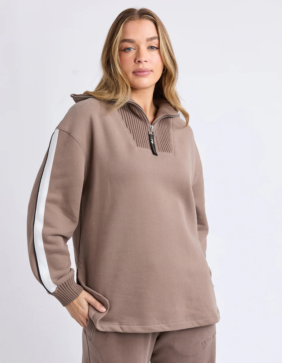 Knit Collar Crew - Brown