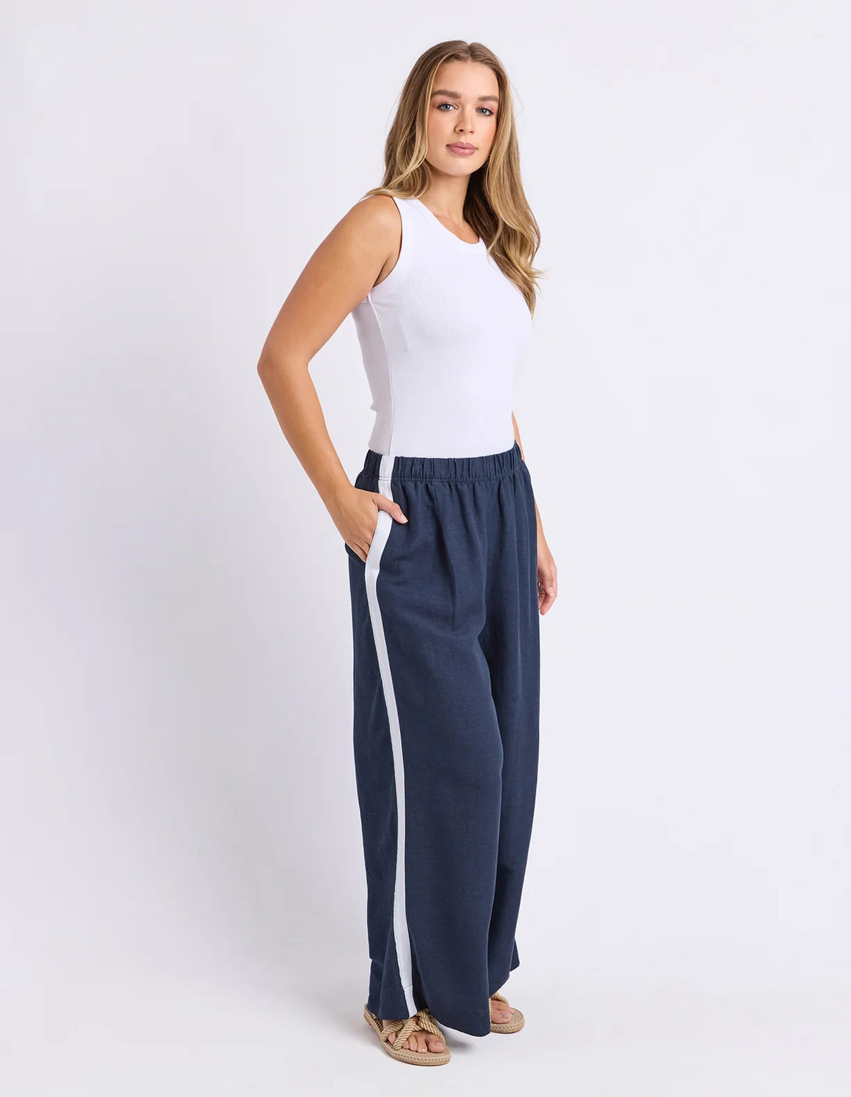Navy Linen Pant