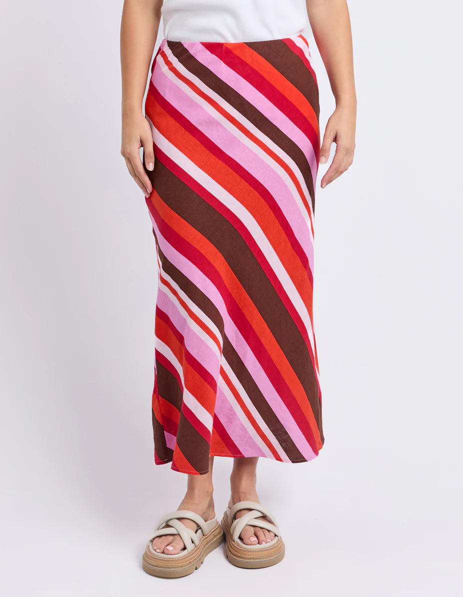 Chocolate Stripe Midi Skirt