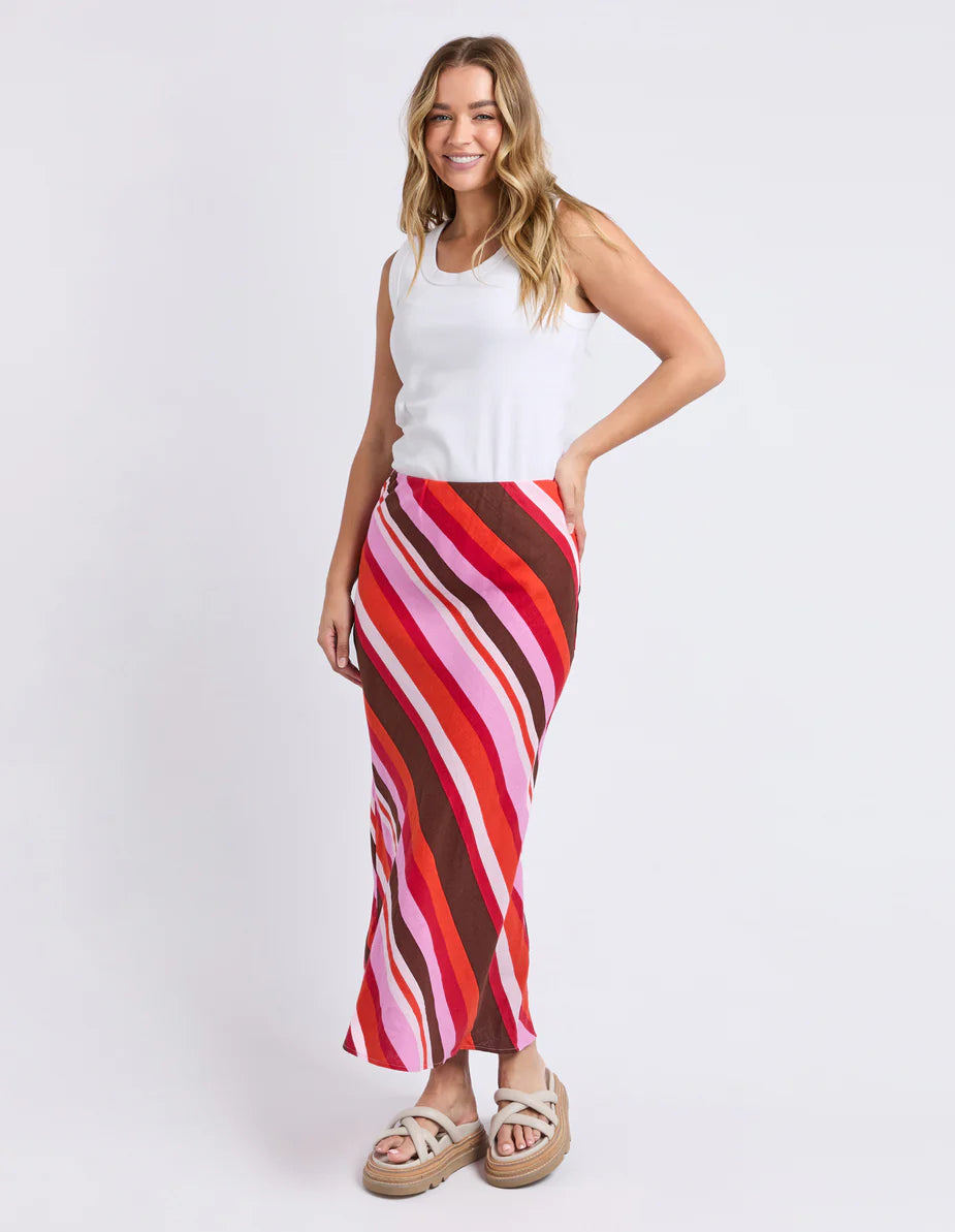 Guava Stripe Skirt Foxwood