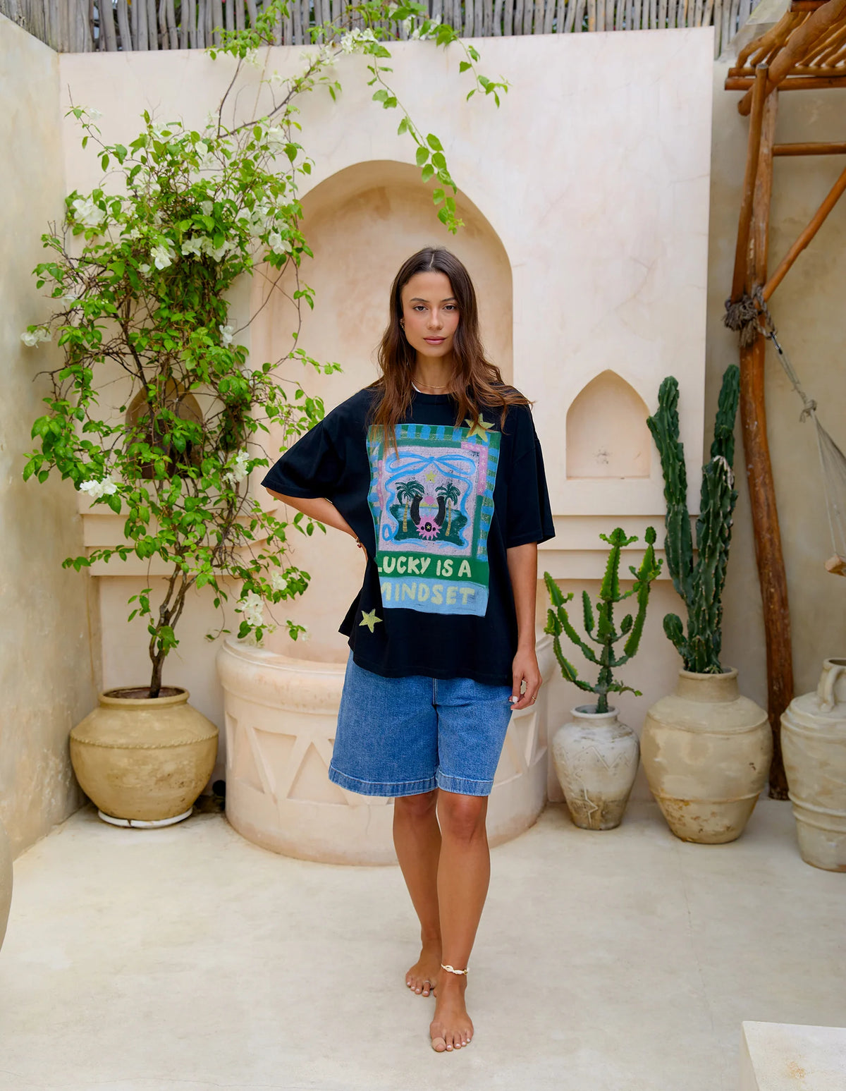 Lucky Star Tee - Washed Black