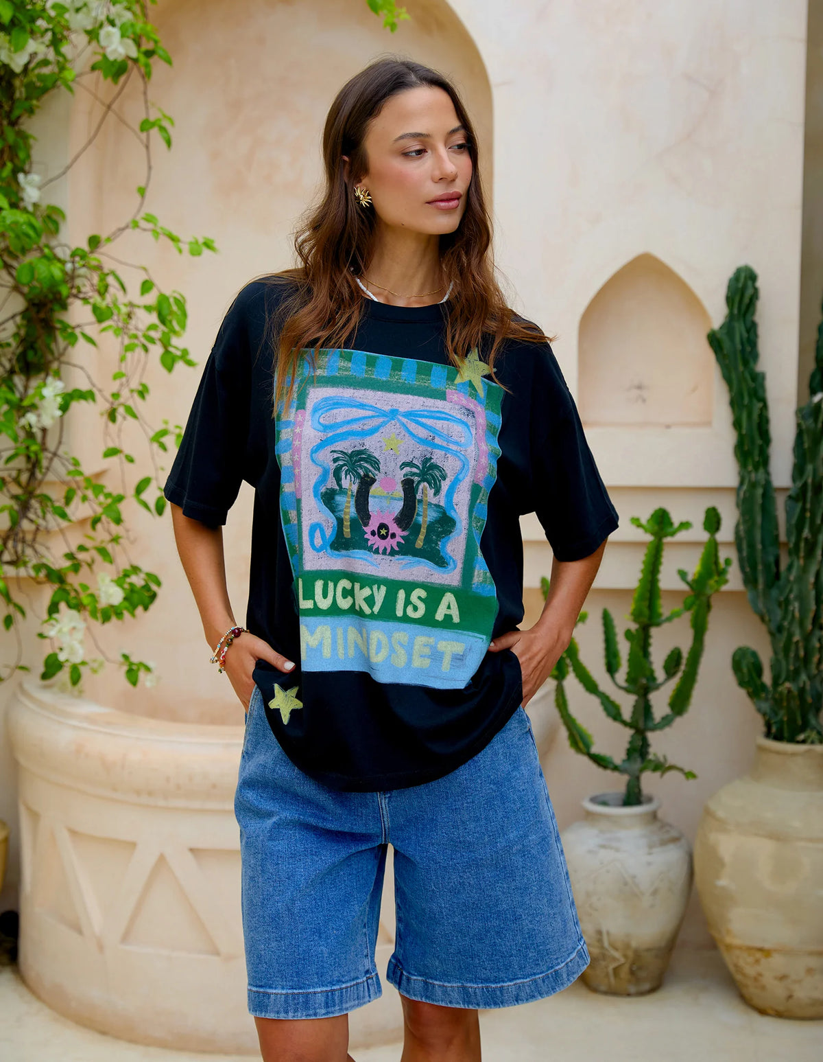 Lucky Star Tee - Washed Black