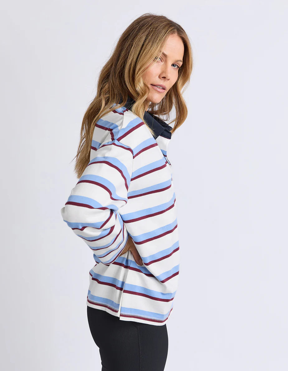 Burgundy stripe rugby jumper