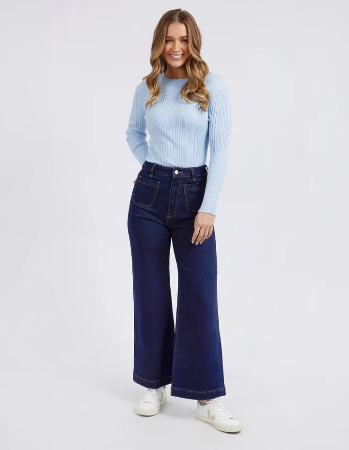 Indigo wide leg jean