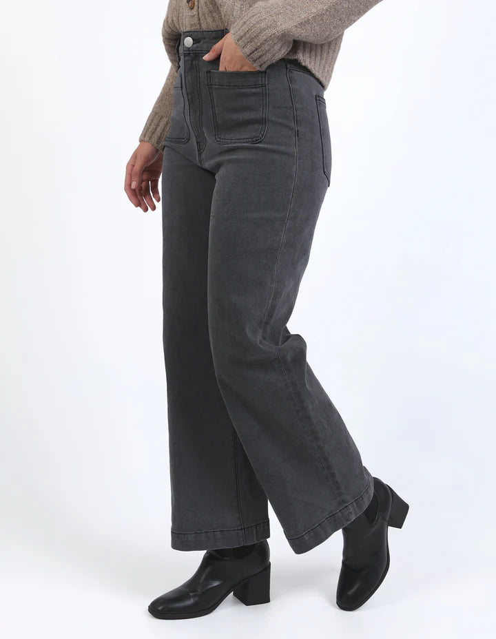 Sarah Wide Leg Jean - Washed Black