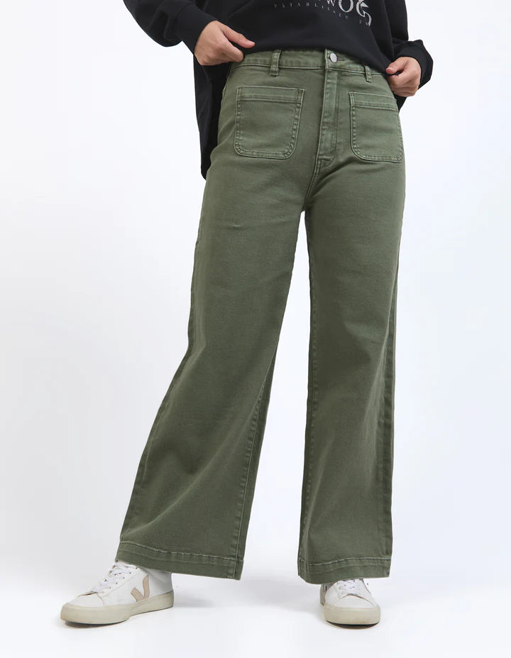 Sarah Wide Leg Jean - Washed Green