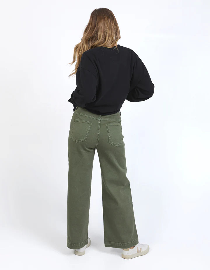 Sarah Wide Leg Jean - Washed Green