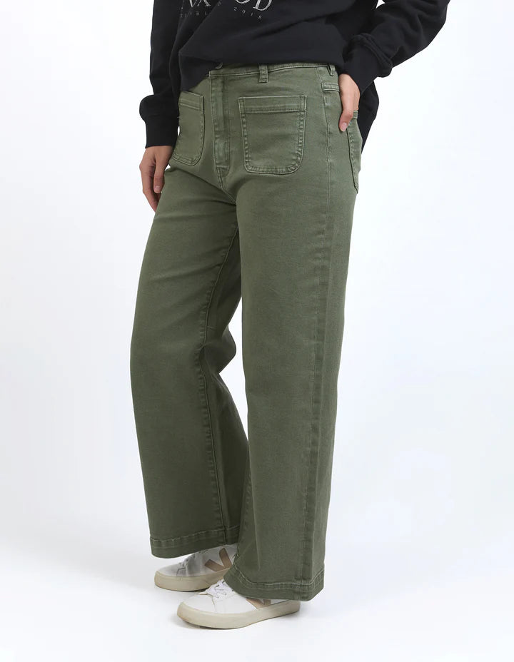 Sarah Wide Leg Jean - Washed Green