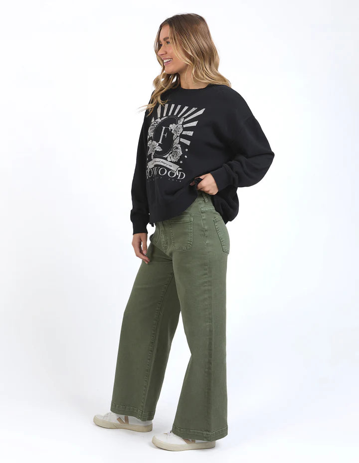 Sarah Wide Leg Jean - Washed Green