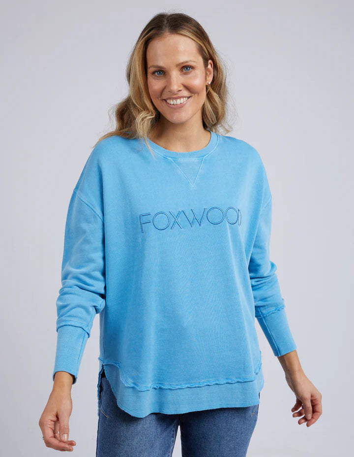 Simplified Crew Cotton Sweatshirt Bright Blue