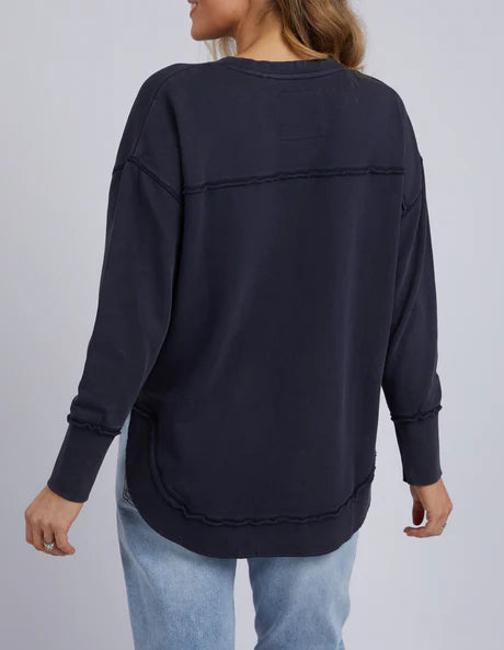 Washed Simplified Crew - Navy