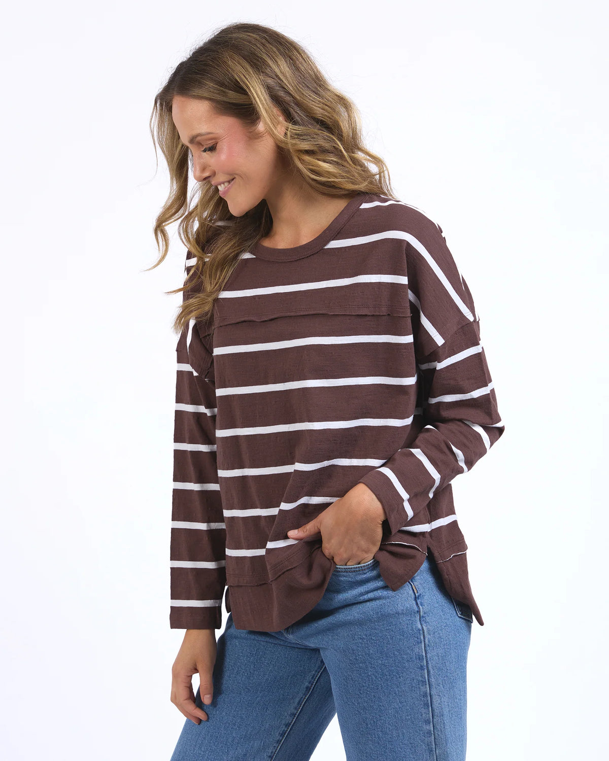 chocoate stripe top