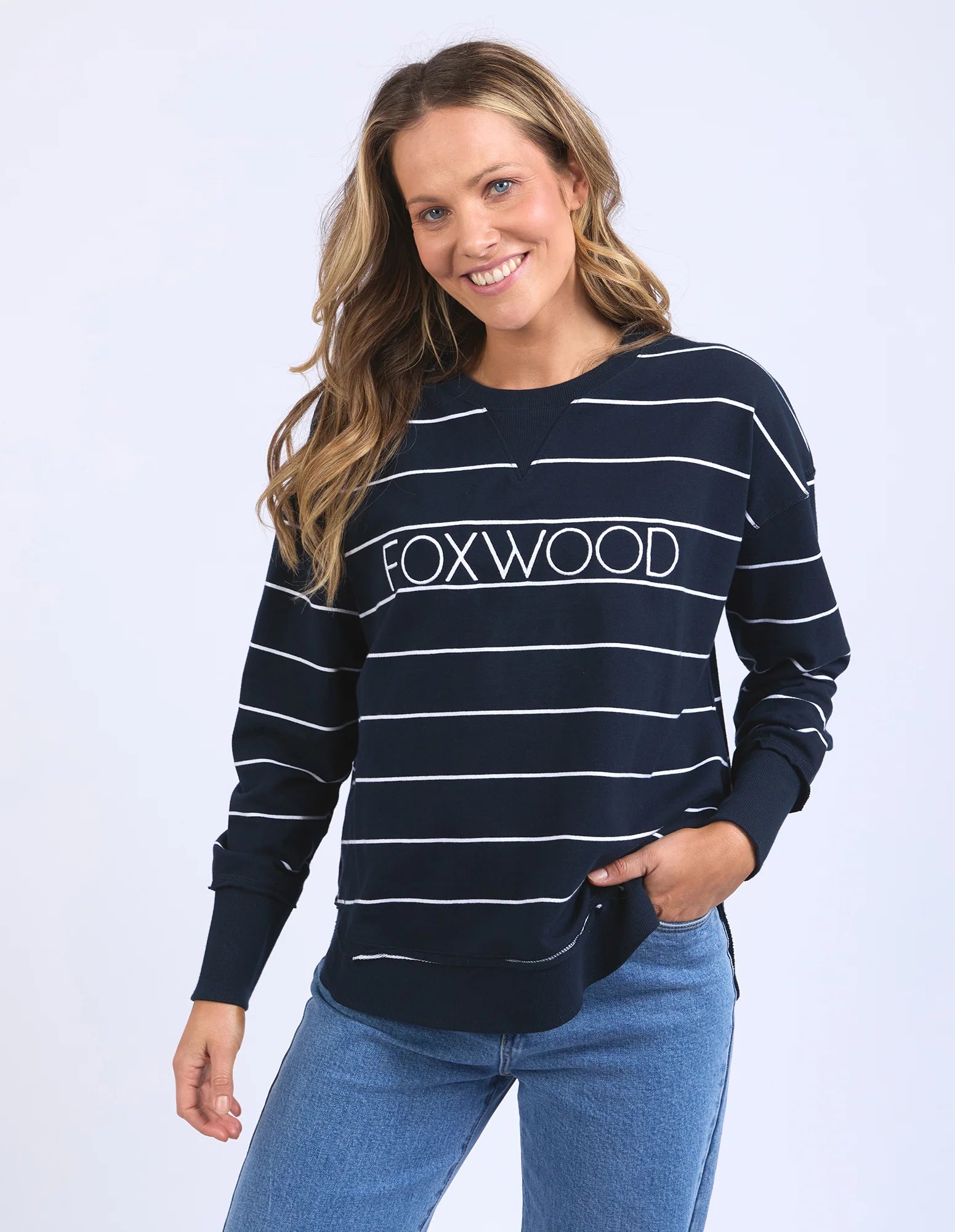 Classic Stripe Simplified Crew - Navy/White