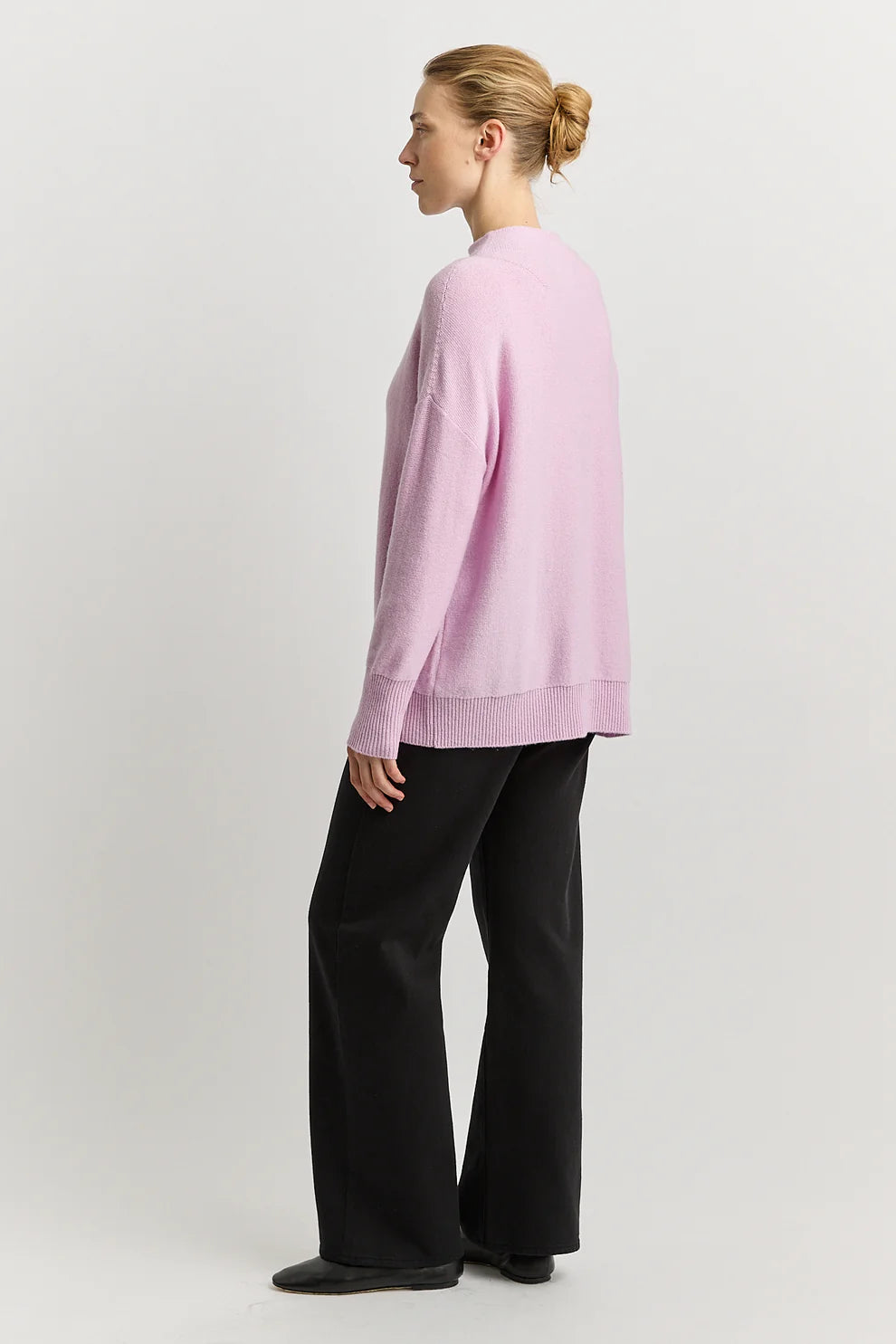 Drop Shoulder Mock Neck - Powder Pink