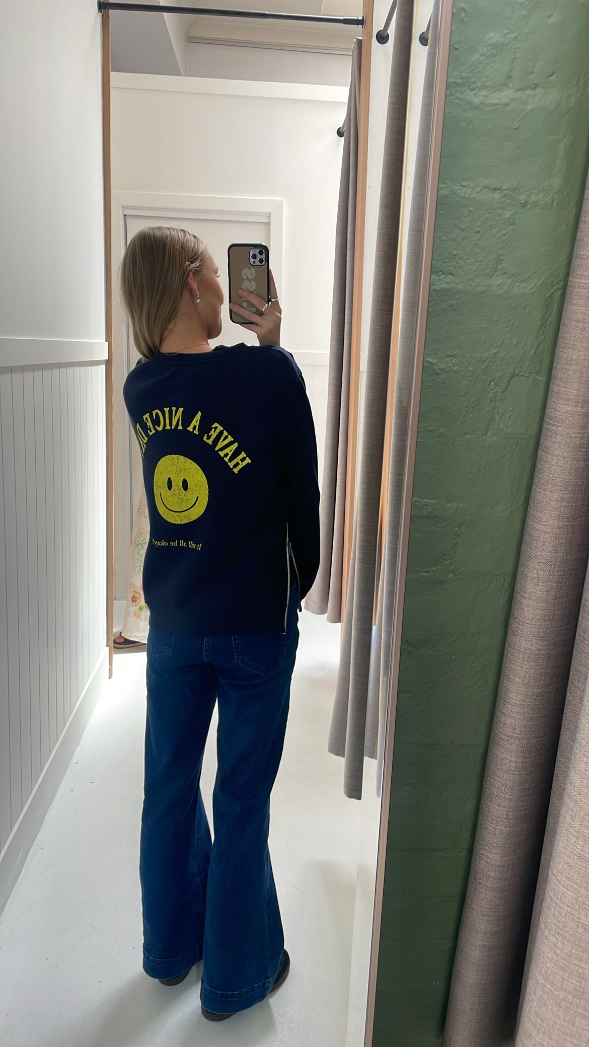 Smiley Face Sweatshirt - Navy