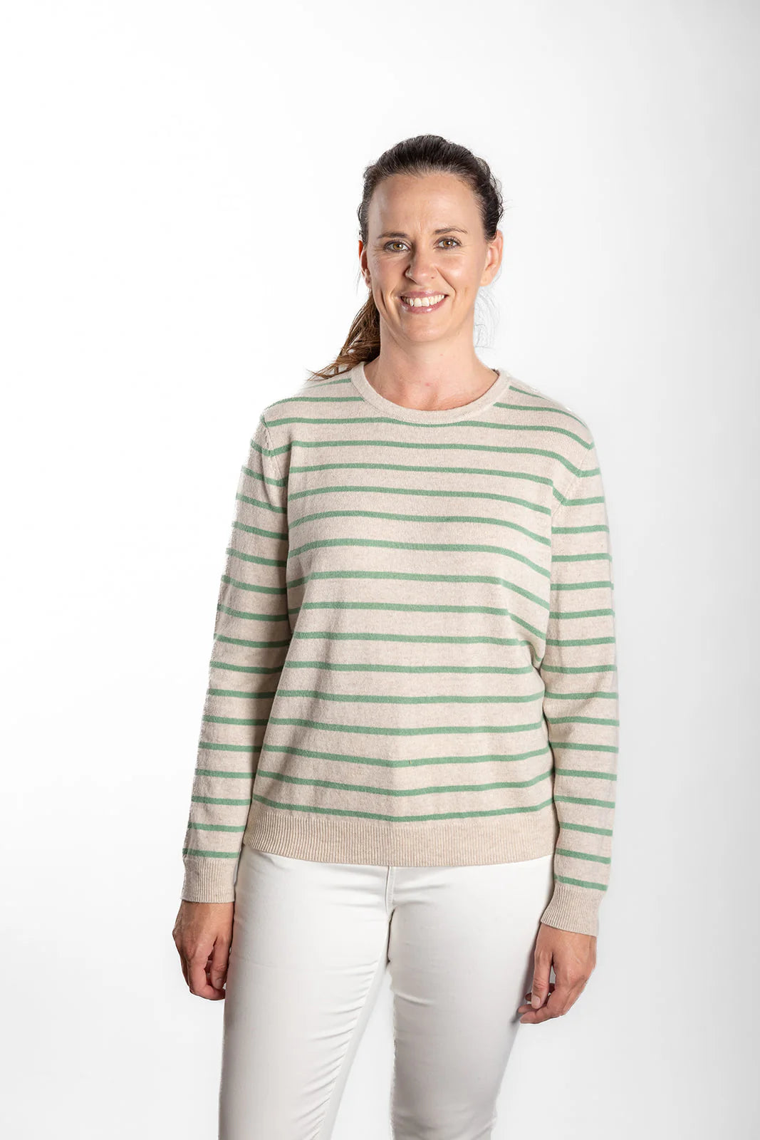 Breton Jumper - Oatmeal/Mint Green