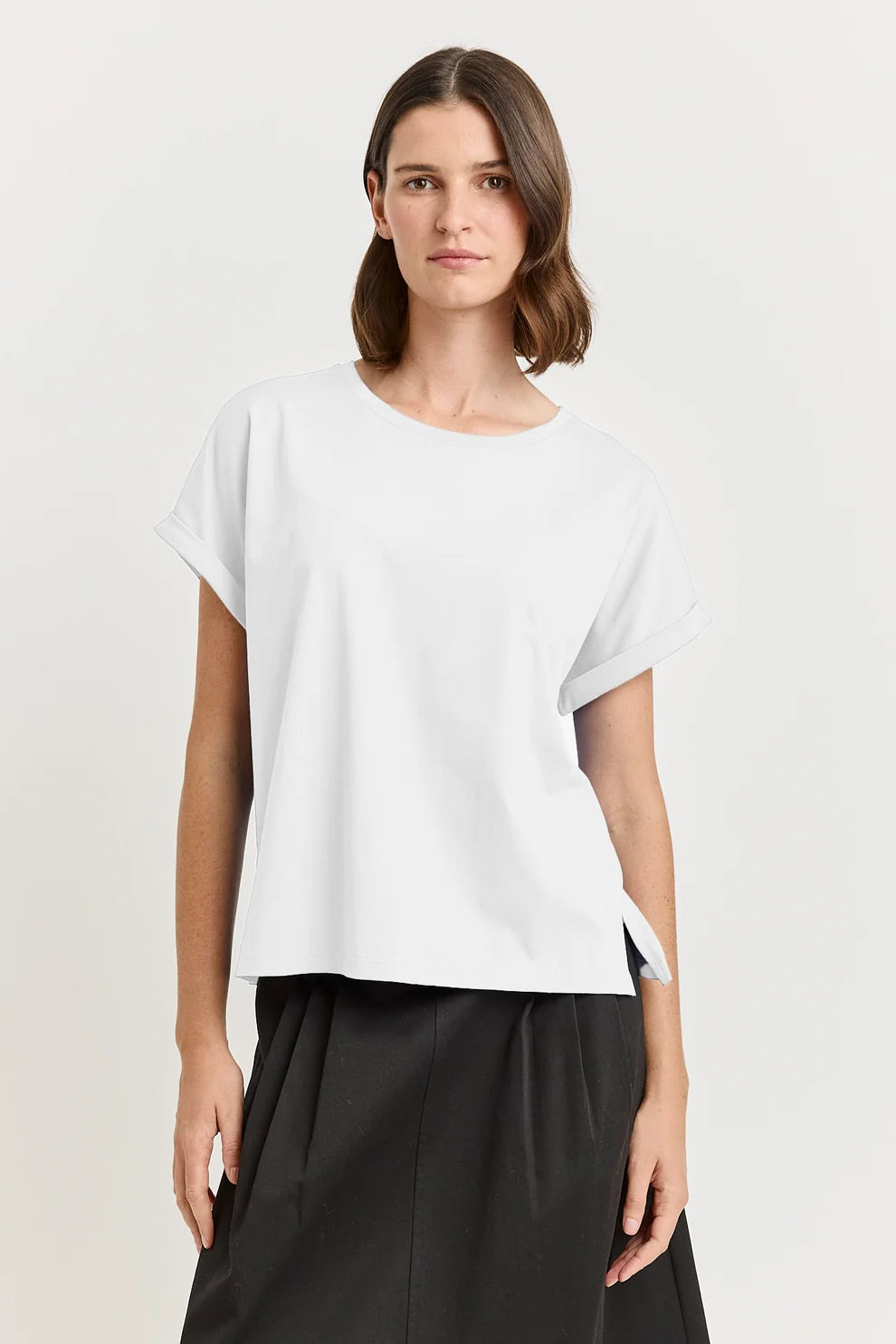 Roll sleeve tee - White