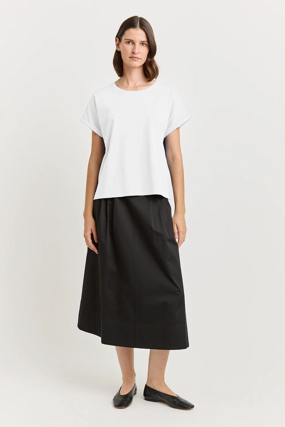 Roll sleeve tee - White