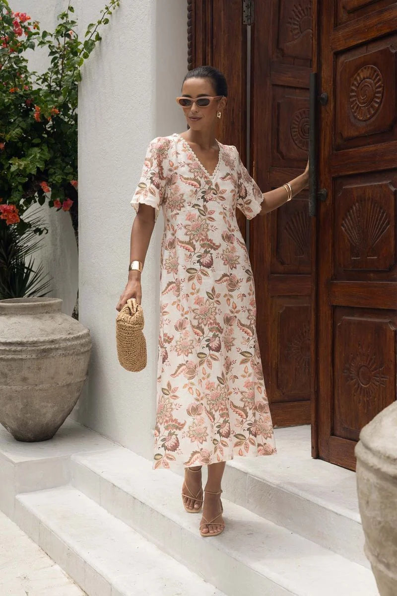 Humidity Bohemian Rose Midi Dress