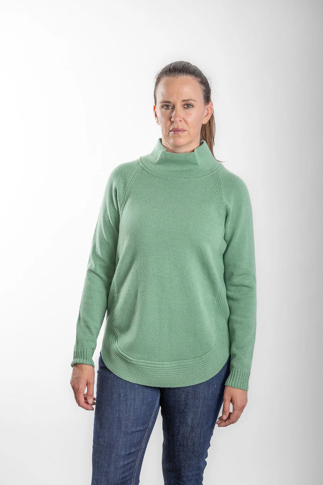 Funnel Neck Jumper - Mint Green