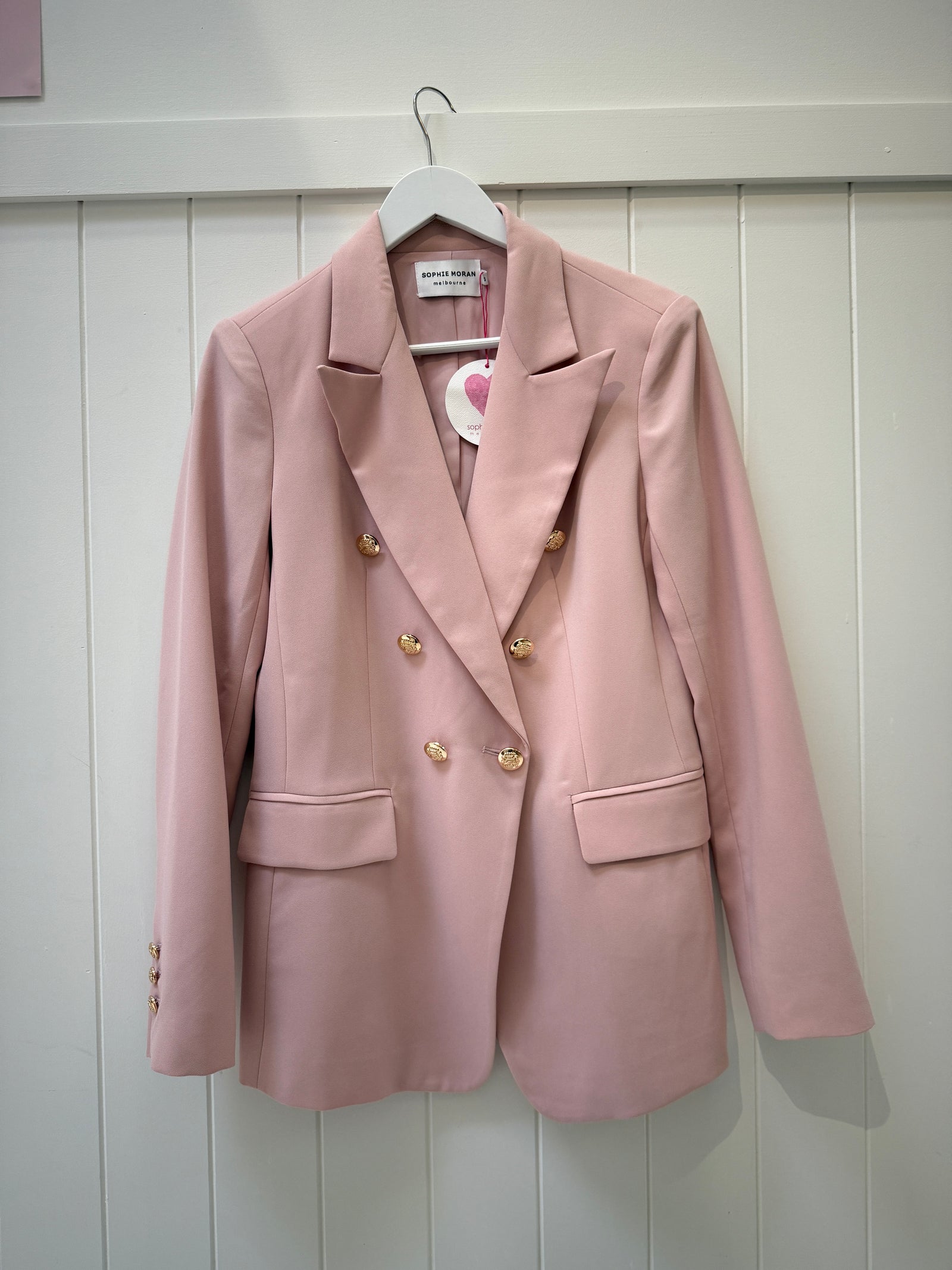 Dusky Pink Blazer With Gold Buttons
