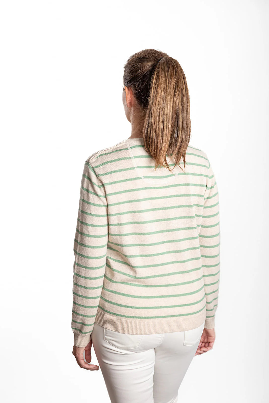 Breton Jumper - Oatmeal/Mint Green