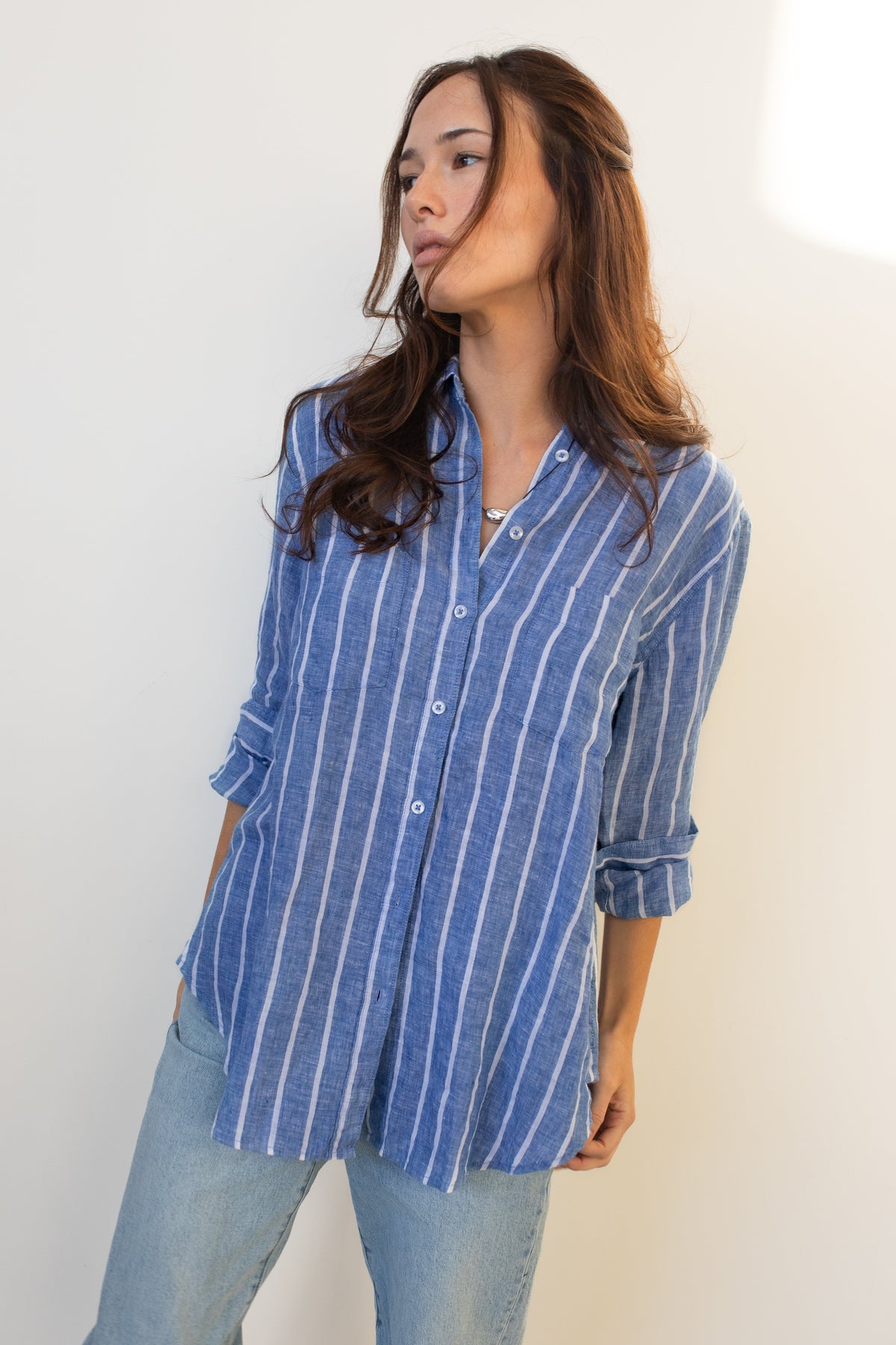 Linen stripe shirt - blue
