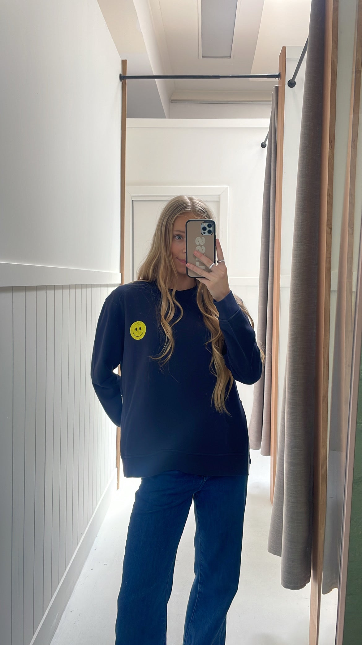 Smiley Face Sweatshirt - Navy