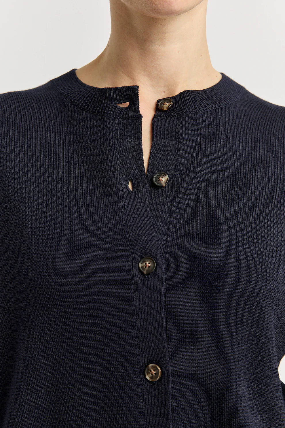 Fine Knit Cardigan - French Navy