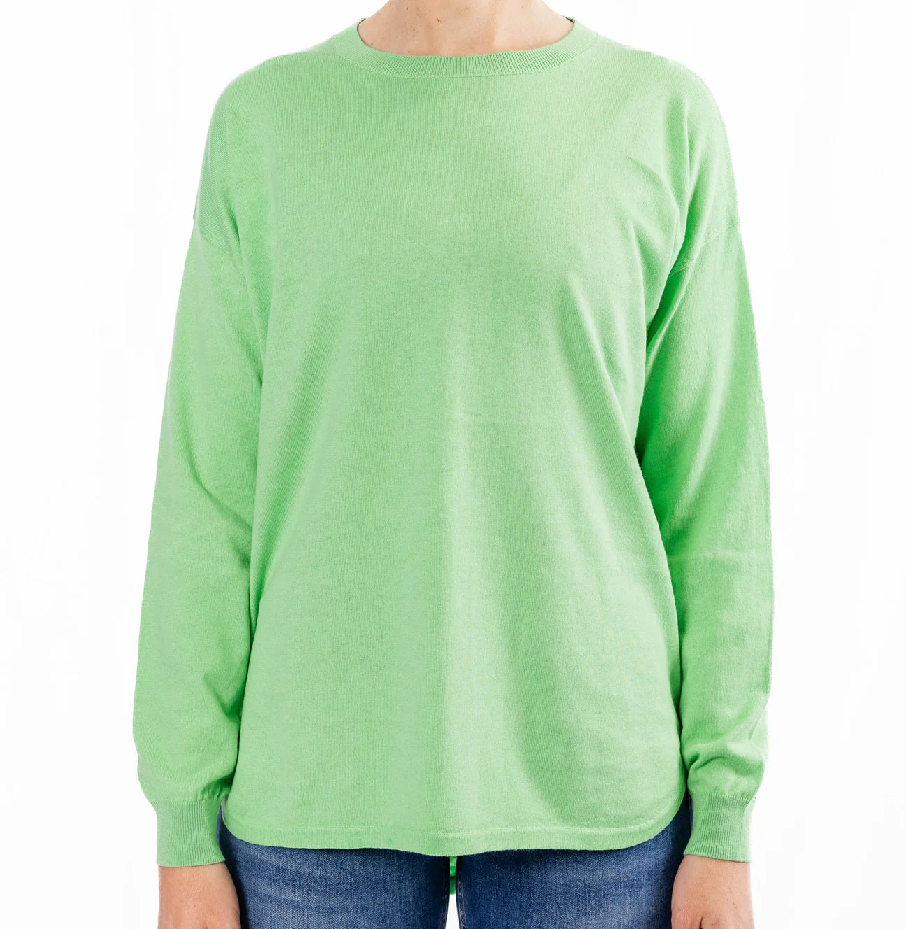Cotton Cashmere Swing Crew Knit - Mint