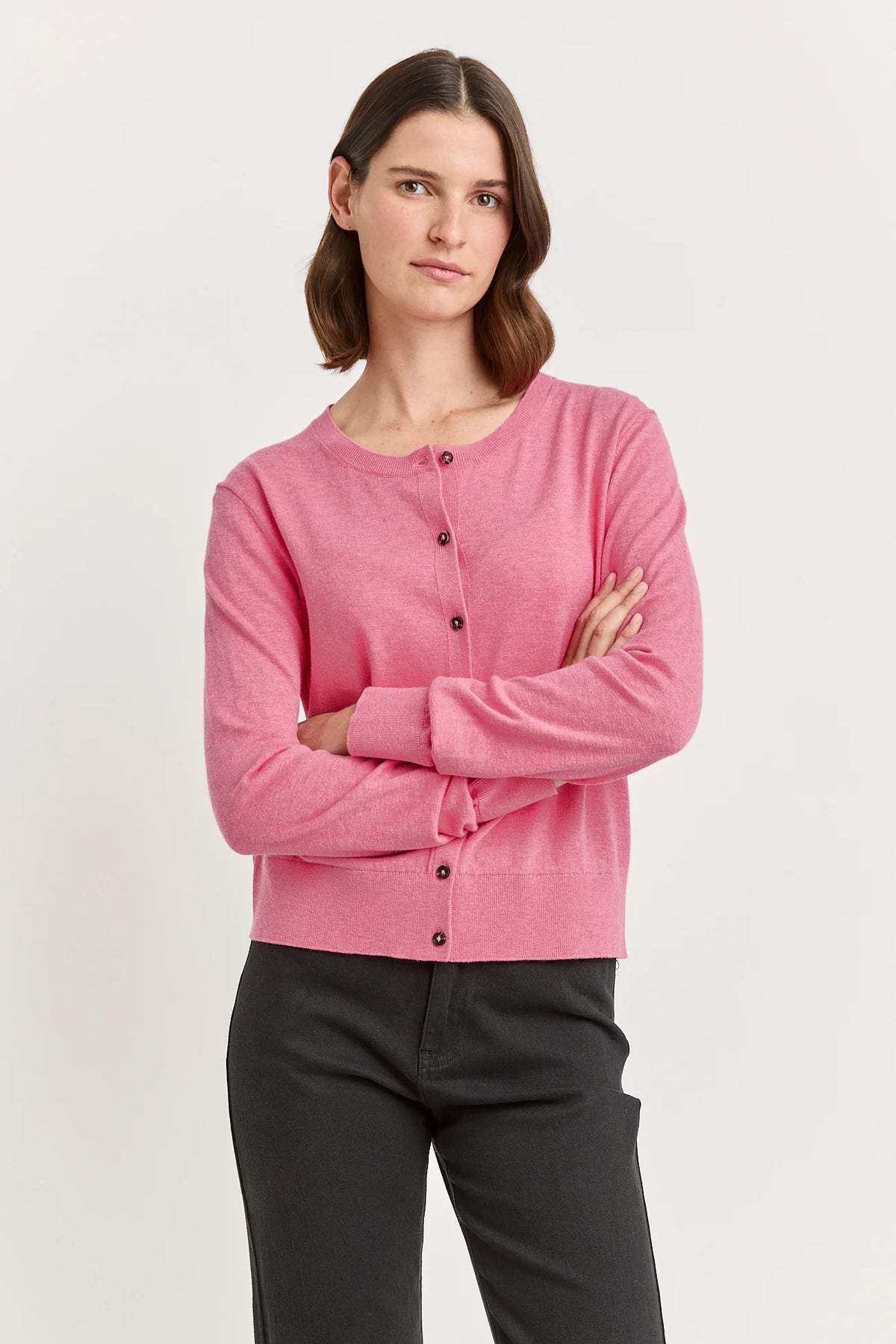 Pink merino cardi