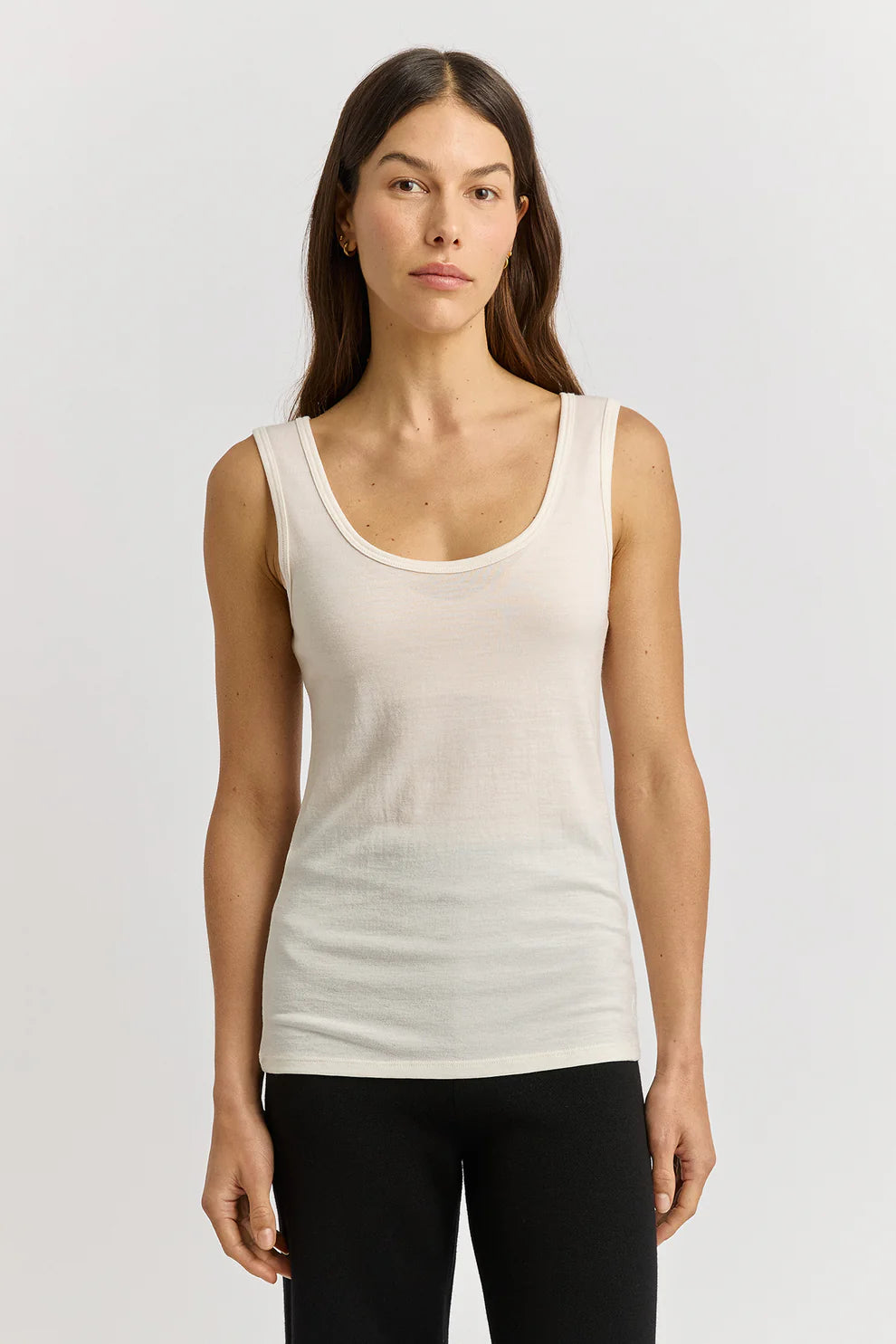 Scoop merino tank - Warm White