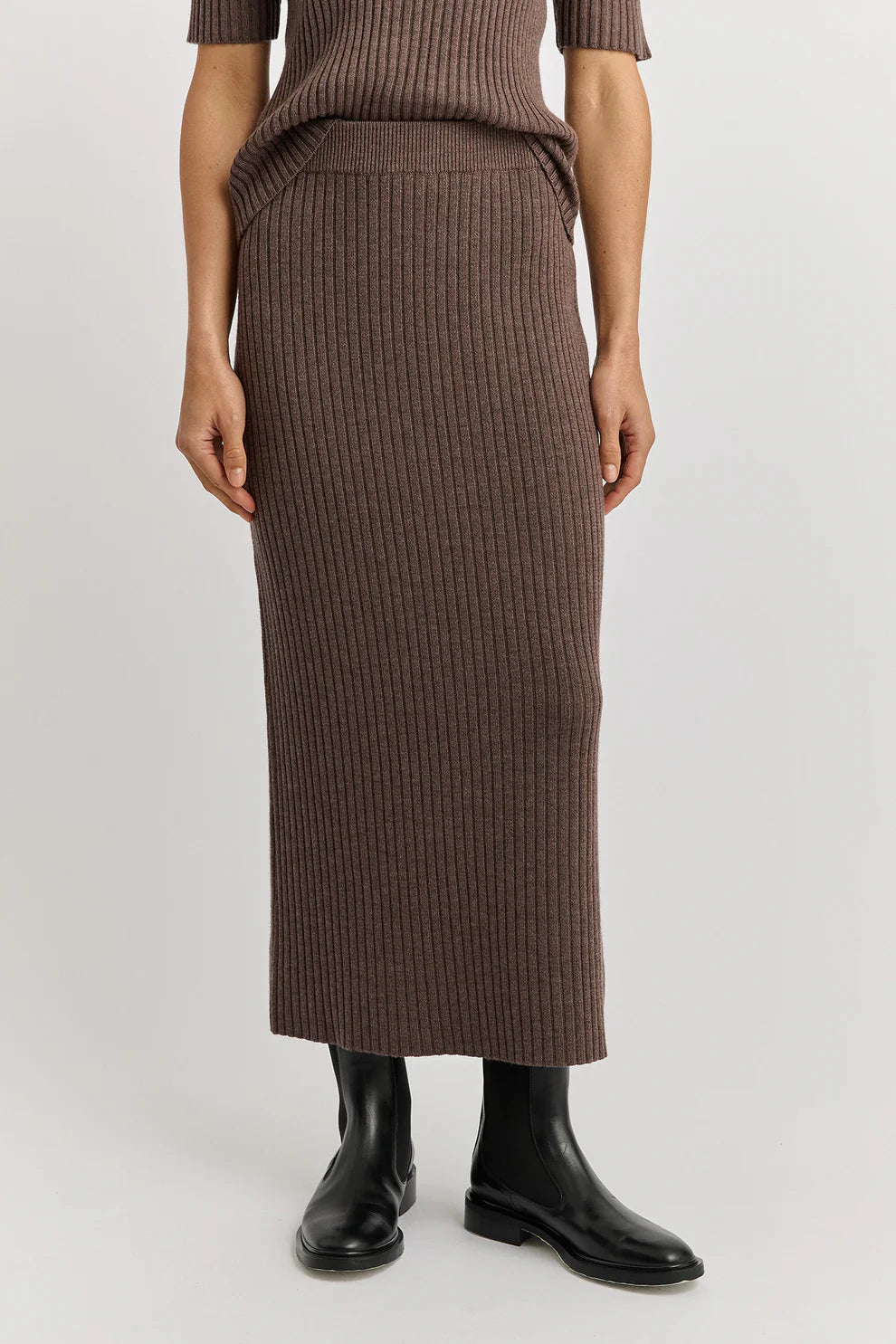 Rib Knit Skirt - Mocha