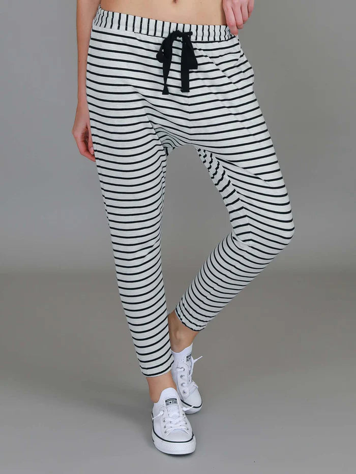 Bondi Jogger - White Marle Stripe