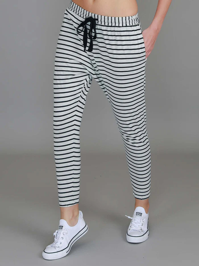 Bondi Jogger - White Marle Stripe